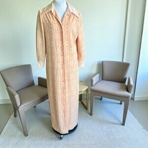 Fred Rothschild of CA Vintage 70s Maxi Shirt Dress Dagger Point Collar